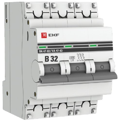 Выключатель автоматический EKF PROxima ВА47-63 3п 32А B 6кА картинка